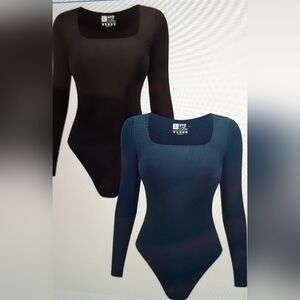 NWOT. Black and Blue Bodysuit Tops. Size L.